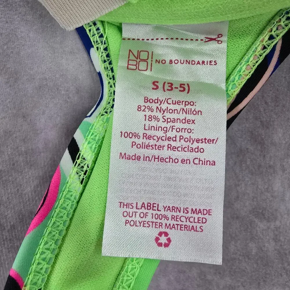 No Boundaries Green‎ Floral Tropical Bikini Top Swimwear Padded Swimsuit Small - Picture 8 of 8